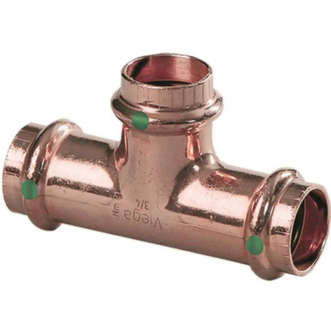 ProPress Zero Lead Copper Tee Three Quarter Inch By One Half Inch By Three Quarter Inch P x P x P Five Pack Fast Watertight Push Connect Fittings For Wet Installations Maintenance And Repair
