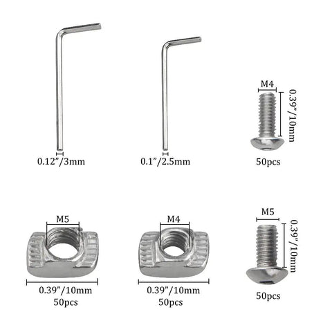 Pro Grade Hammer Head T Slot Nuts And Drop In T Nut Assortment Kit With M4 M5 Fasteners Nickel Plated Carbon Steel wrenches and nuts.