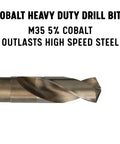 Close-up of M35 cobalt drill bit showing cutting edges, part of the 5 Piece M35 Cobalt Drill Bit Set In Plastic Pouch Case POU series.