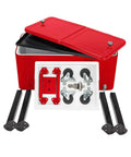 80 Qt Rolling Cooler Ice Chest Cart With Bottle Opener And Bottom Shelf For Backyard Patio Parties Stores 70 Cans Or 50 Bottles Keeps Drinks Cold Up To 48 Hours Portable Red Beverage Chest components disassembled