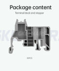 Gray DIN Rail Terminal Block End Stopper Set with Screw Clamp Type End Brackets for 35mm Wide Rails, Pack of 30