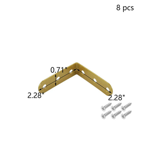 Heavy Duty L Bracket Corner Brace With Screws Rock Solid Right Angle Shelf Support For Furniture Repair And Woodworking No Sweat Assembly 8 Pack showing 2.28x0.71 inch metal braces with screws.