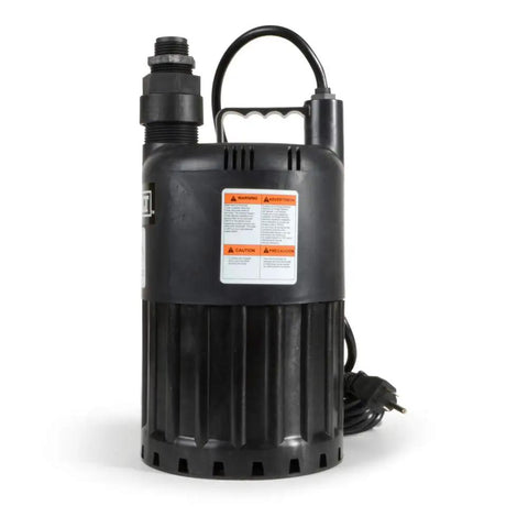 Submersible Utility Pump For Home Flooding And Basement Drainage, 115V PSC Motor, Continuous Duty, Energy Efficient Sump Pump For Basements, Window Wells, Spas, And Cisterns, Black
