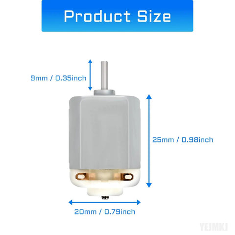 10 Pack Micro DC Motors 1 To 6V With Holder 130 Round Shaft Tiny Motors with dimensions 25mm height, 20mm width, 9mm depth
