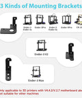 Diagram showing 3 kinds of mounting brackets for CR Touch Auto Leveling Kit For Ender Series 3D Printers With 32 Bit Mainboard V4.2.2 V4.2.7.