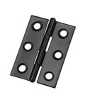 Close-up of Rotating Concealed Door Hinges Set 20 Pieces Black Stainless Steel Folding Butt Cabinet Hardware With Screws