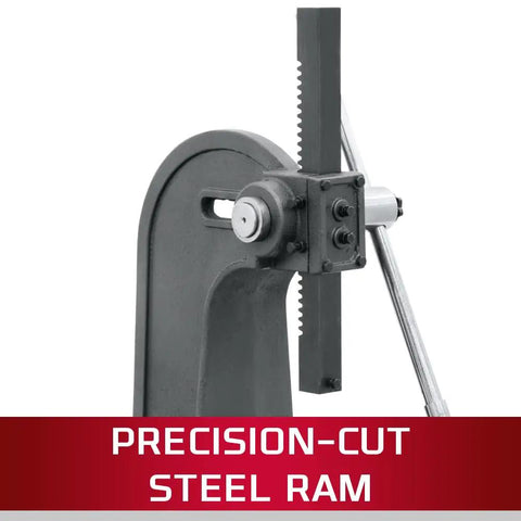 Pro Level 2 Ton Arbor Press With Precision Steel Ram And Slotted Top Plate heavy-duty precision-cut steel ram for metalwork.