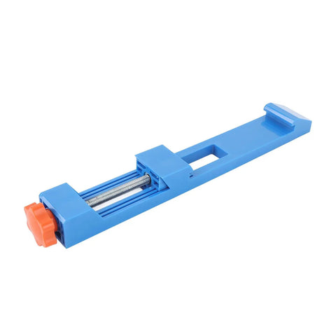 Jiawu Adjustable Circular Saw Base Guide Rail Lightweight Durable ABS Clamp For 4 To 6 Inch Woodworking Precision Cutting Tool Kit showing blue clamp with orange knob.