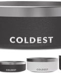 Triple Wall Insulated Stainless Steel Dog Bowl Keeping Fridge Cold Hydration All Day Long Tough As Nails Spill Proof Pet Feeder With Non Slip Base Easy Care Dishwasher Safe 42 Oz Stealth Black For Dogs And Cats displayed with different sizes and colors.