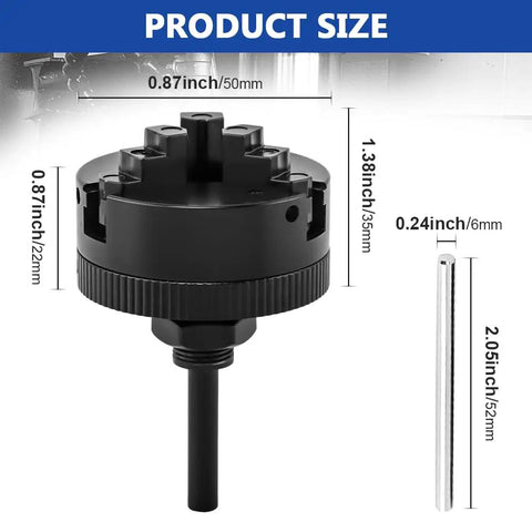Heavy Duty Three Jaw Lathe Chuck Set With Self Centering Extension Rod Kit For Mini CNC Milling And Wood Lathes dimensions on black chuck.