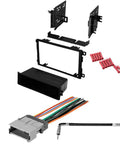 Pontiac Vibe 2003 To 2008 Stereo Installation Bundle With Dash Kit Wire Harness And Antenna Adapter For Double Din Or Single Din Radios 4 Item Set Ride Ready For Easy Install And Reliable Fit showing components.