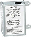 Attic Vent Auto Thermostat For Roof Or Gable Mounts, Single Speed Adjustable Control From 60 To 120 Degrees, Caution Label
