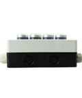 Four-Stack LED Industrial Signal Tower Light With No Sound Andon Lights, Off On Flashing Mode, 24V DC, back view of unit