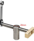 Professional Grade Woodworking Table Vise With Tenon Stop Strip Rock Steady Bench Fixture For Hardcore Carpenter And Machinist Shop Rig Built Tough Brass Workshop Clamp showing 20mm steel jaws and brass detail.