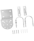Beefy Iron Antenna Pole Mount Clamp With U Bolts For Wall Or Roof Mounting Heavy Duty Metal Pipe Bracket components laid out