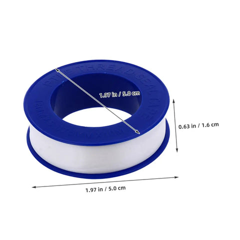 Single roll of 12 Rolls High Temp PTFE Sealing Tape For Water Leaks Faucets Shower Heads Garden Hoses Plumber Tape shown in blue spool