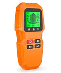 7 in 1 Smart Stud Finder Wall Scanner with LCD Display in vibrant orange with green LCD, showcasing intuitive controls for scanning walls.