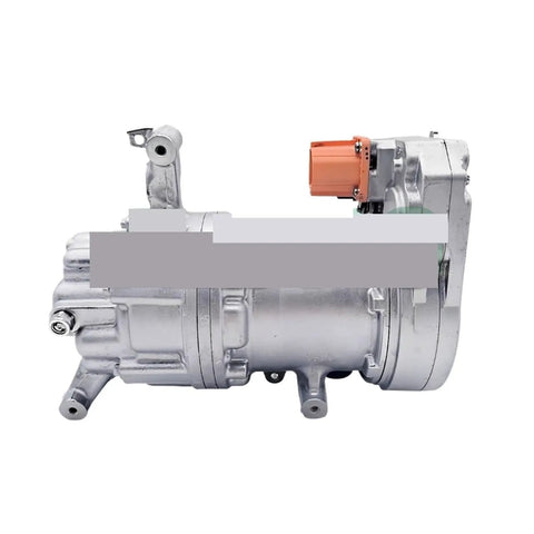 Electric Air Conditioning Compressor And Cooling Pump Assembly For Tesla Model 3 And Model Y side view showcasing durable metal construction.