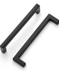10 Pack Matte Black Cabinet Pulls With 5 Inch Hole Center Square Bar Slim Drawer Handles Center-To-Center 5 Inch