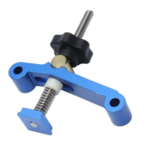 Super Cool Anu Limen T Track Clamp In Vivid Blue, adjustable for hold downs on CNC Router and woodworking tasks.