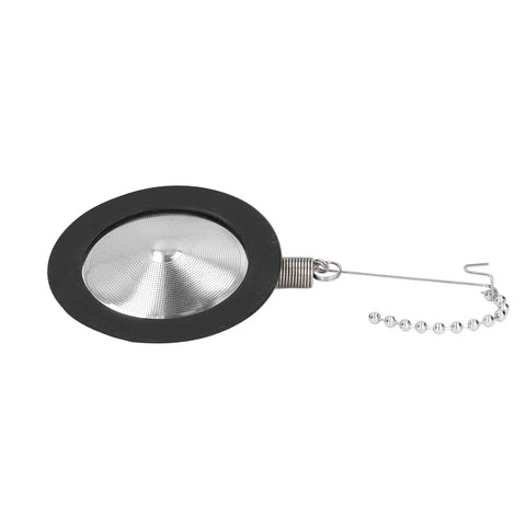 Top Shelf Reusable Siphon Pot Filter Built Tough With Rust Resistant Stainless Steel And Flexible Silicone Permanent Coffee Replacement For Silky Siphon Machine Daily Grind, close-up of metal mesh filter with silicone rim.