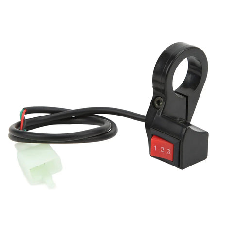 22mm Three Speed Handlebar Switch Universal Fit For Motorcycle Electric Bike Scooter ATV Ride Ready With Seven Eighths Inch Control Switch And Easy Bar Mount For Quick Install, black with red buttons.