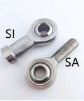 Stainless Steel Rod End Bearing With Female To SA Male Thread, Ball Head Universal Joint For Machinery Tools And Automation, SI and SA threads