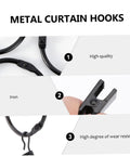 Sturdy Metal Curtain Clips With Hooks And Hanging Rings For Drapery Internal Diameter Design Smooth Glide Curtain Rods Heavy Duty