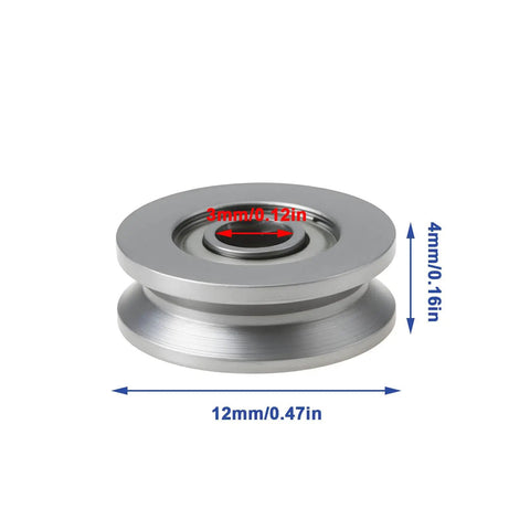 20 Pack V623ZZ V Groove Sealed Ball Bearings 12X3X4MM For CNC Routers And Linear Guide Tracks side view showing dimensions.