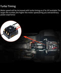 Image showcasing Sensored Brushless Motor And ESC Combo For RC Cars with IP67 Waterproofing and adjustable turbo timing installation.