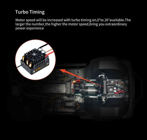 Image showcasing Sensored Brushless Motor And ESC Combo For RC Cars with IP67 Waterproofing and adjustable turbo timing installation.