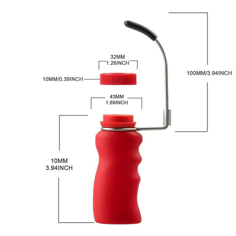 Pro Grade Red Painting Handle Built Tough With A Soft Matte Grip And Rock Solid Anti Shake Bracket For Zero Fuss Installation And Daily Grind Durability, side view with dimensions.