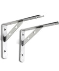 Heavy Duty Stainless Steel Corner Shelf Brackets Wall Mounted L Shape Triangle Supports Built Rock Solid Rust Resistant Hardware For Kitchen Storage Home Decor Bulletproof 2 Piece Pack.