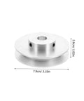 Heavy Duty Aluminum V Belt Pulley With V Groove Web Sheave For Industrial Motor Drives and Shop Floors is 7.9cm in diameter.