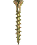 Workhorse Size 8 X 1-1/4 In Wood Screws With T25 Star Drive And Yellow Zinc Finish, showing dual flat head for flush sinks.