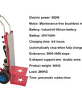 Heavy Duty Electric Stair Climber Cart With Removable 48V Battery And Silent Brushless Motor For Moving Heavy Loads Upstairs Effortlessly, features specifications.