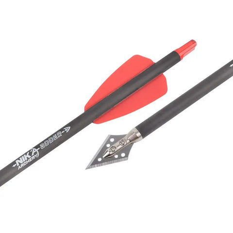 Carbon Crossbow Bolts 7.5 Inch, 100 Grain Target Tips, 2 Inch Red Vanes, Field Point Or Blade Broadhead Compatible, 6 Or 12 Pack For Hunting And Target Practice, Cobra System Ready close-up