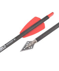7.5 Inch Carbon Crossbow Bolts with 2 Inch Red Vanes, 100 Grain Broadhead Options, Field Point Or Blade Broadheads