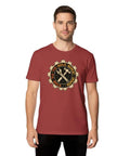 Mechanical Engineer T Shirt With Vintage Gear Badge Design For Garage Makers, Workshop Tinkerers And Hands On Problem Solving Guys Who Love Fix Build Repeat Project Days And Classic Geek Style Clothing Fits All Grown Up Pros in red color with gear logo.