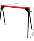 Heavy Duty Foldable Sawhorses 2 Pack 1000 Lb Weight Capacity Steel Work Stands with red top and black legs, 37-3/4" long.