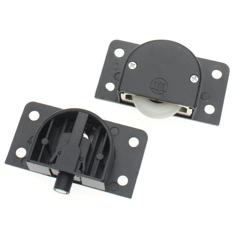 Cabinet Wardrobe Sliding Door Pulley And Wheels Hardware For Quiet Operation, durable ABS and nylon construction, size 58 x 31 mm, black