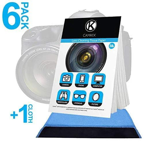 Camera lens cleaning kit by CamKix: 6 booklets (300 sheets) of lens cleaning tissue + double-sided cloth