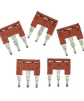 DSS4N-03P 3-Pole Press-Fit Jumper For DK4N DIN Rail Terminal Block Red Pack Of 5 Easy Snap-In Connection, red plastic and metal