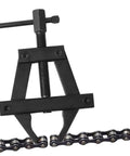 Heavy Duty Dirtbike Chain Tensioner And Motorcycle Chain Adjuster Hand Tool crafted from tough steel, shown with chain links.