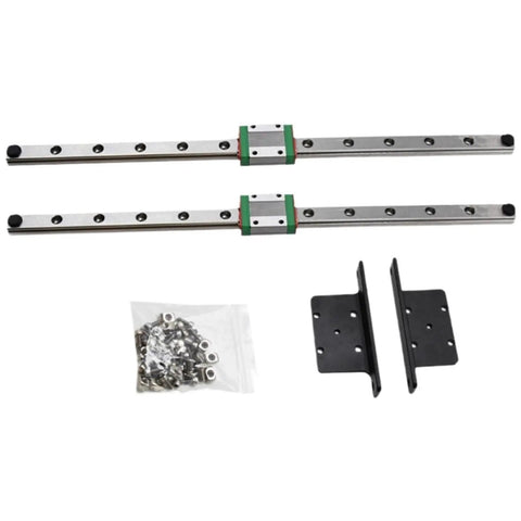 Precision Linear Slide Rail 300mm Chrome Steel Guide System components including rail, rollers, and mounting brackets.