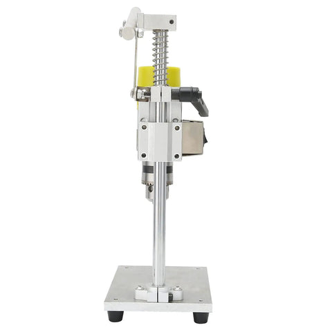 Hilitand Benchtop Drill Press With Brass Motor Featuring Variable Speed 4000 To 9000Rpm And Adjustable Chuck side view showcasing adjustable chuck and brass motor.