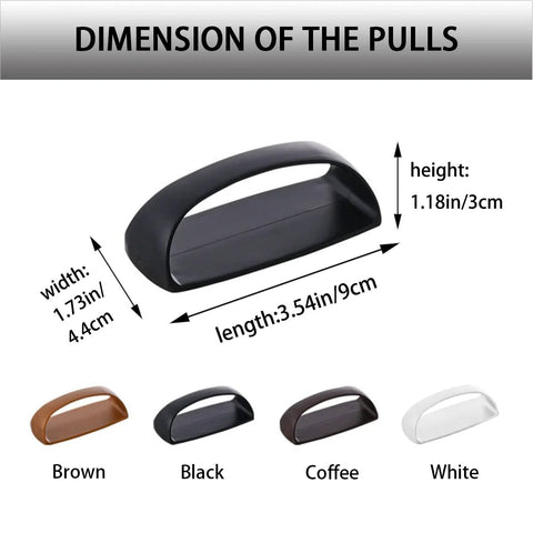 Dimensions of 6 Pack Self Stick Cabinet Handles And Drawer Pulls With Adhesive, Drill Free Installation in black and other colors