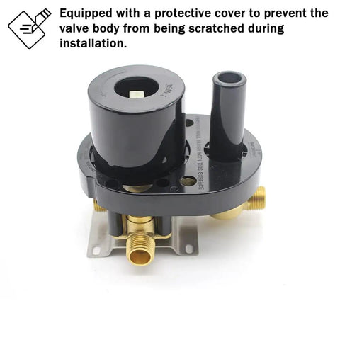 Two Way Outlet Shower Diverter Valve Mixer With Two Handles Pressure Balance Valve Thermal Limit Safety Stop Oil Rubbed Bronze Finish Replacement Shower Valve Kit Easy Install showing brass body and protective cover