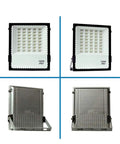 JUDYSSY 200W Led Floodlight Waterproof Ip67 Outdoor Security Light Daylight White, side and back views of 100W wall light.