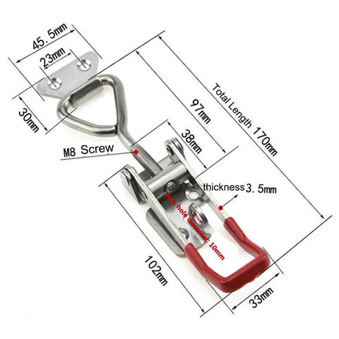 Diagram of Heavy Duty Toggle Latch Clamp 1320 Lbs Holding Capacity Adjustable Locking Toggle Clamp With Lock Hole Zinc Plated